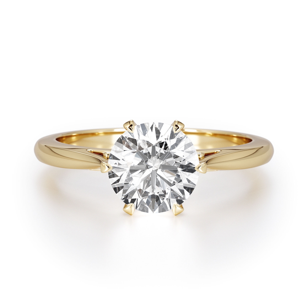 טבעת סוליטר עגולה 6 שיניים