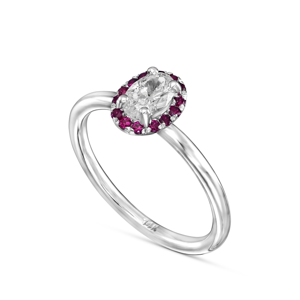 טבעת אובל + אבני חן