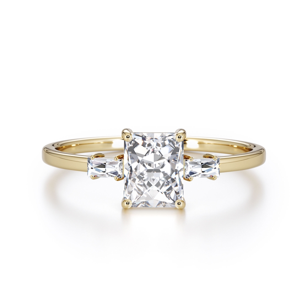 טבעת סוליטר פרנץ קאט + צדדיות